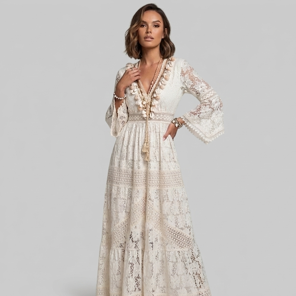 Amara | Long Sleeve Boho Maxi Dress