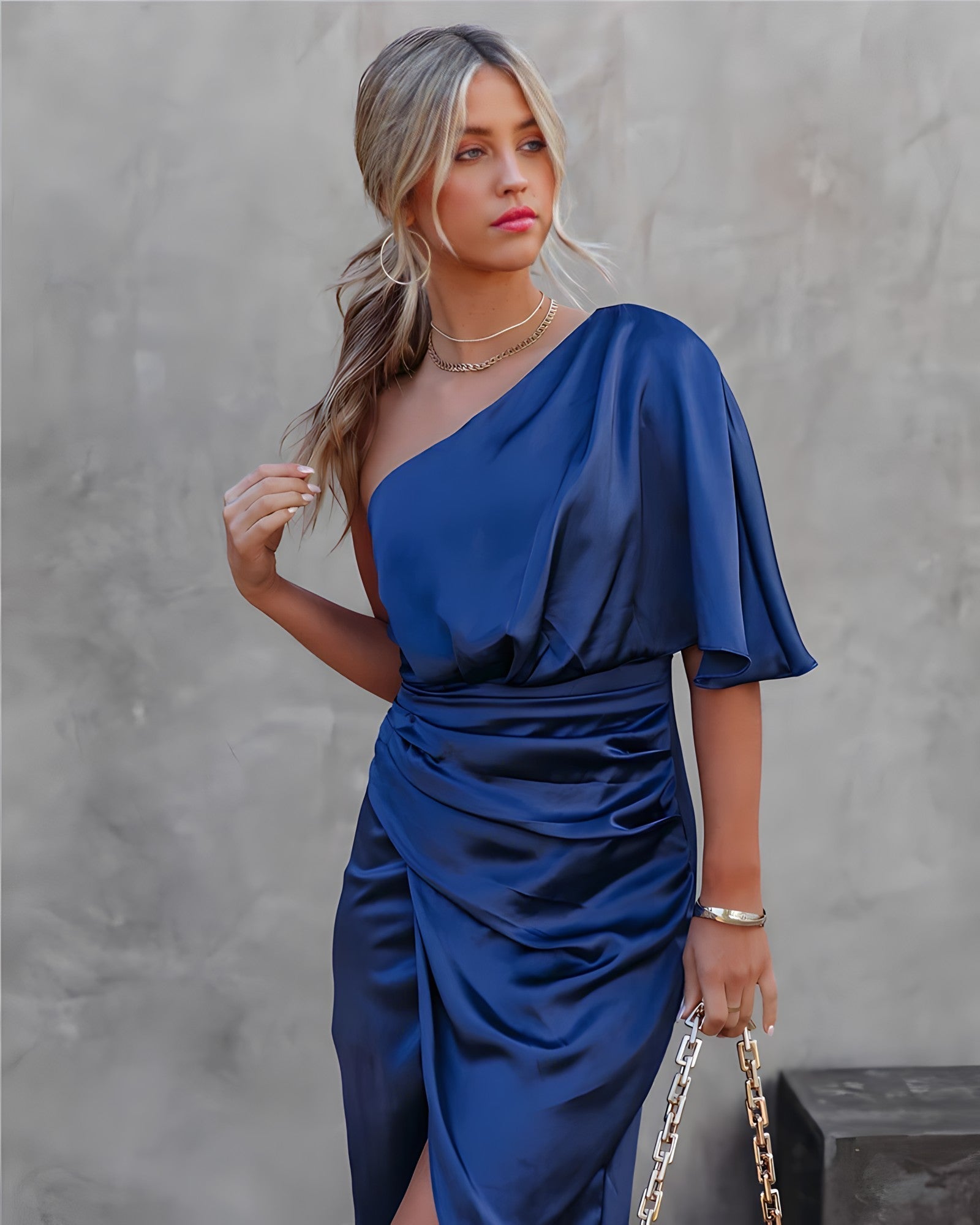 Emilia | One Shoulder Wrap Midi Dress
