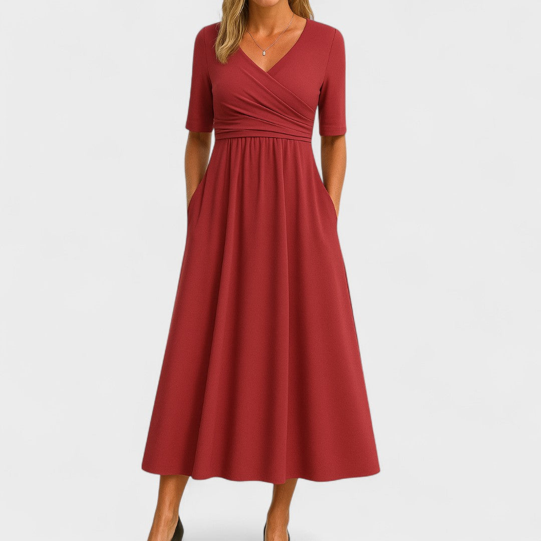 Annabelle | V-Neck Midi Occasion Dress