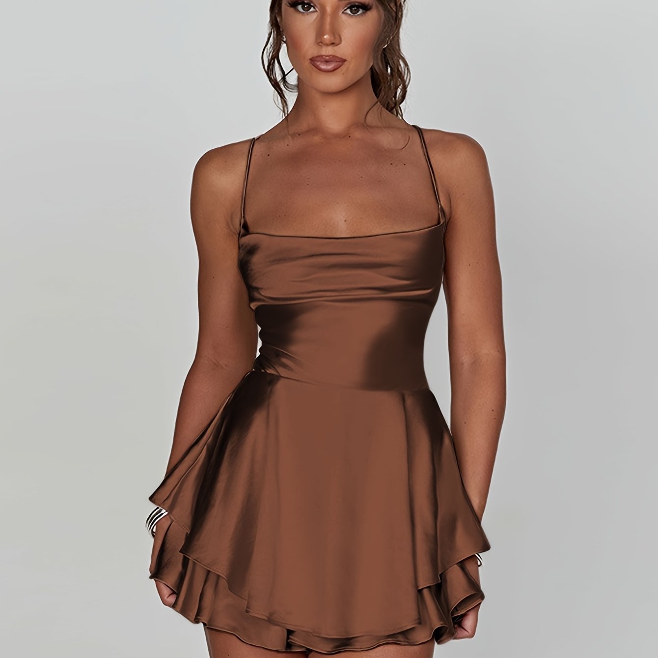 Madelyn | Layered Spaghetti Strap Cocktail Mini Dress