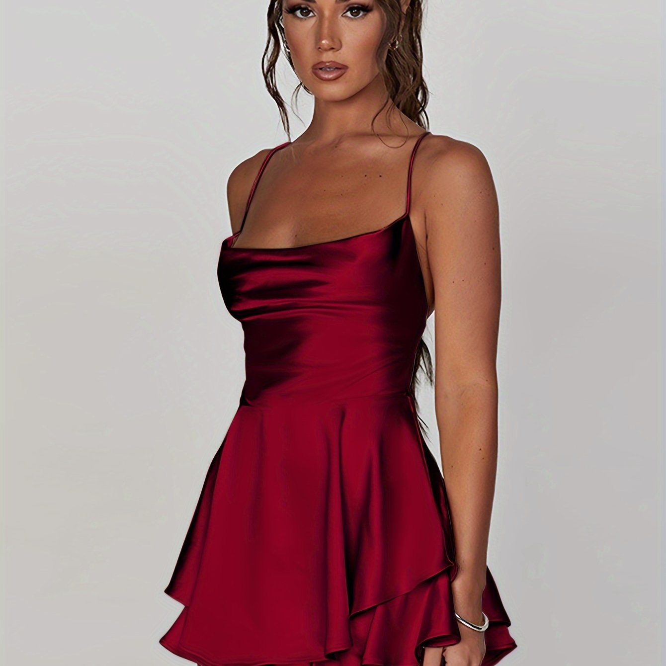 Madelyn | Layered Spaghetti Strap Cocktail Mini Dress