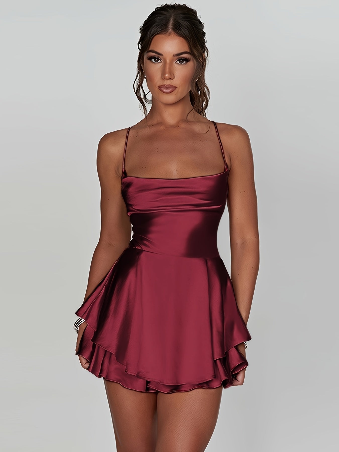 Madelyn | Layered Spaghetti Strap Cocktail Mini Dress