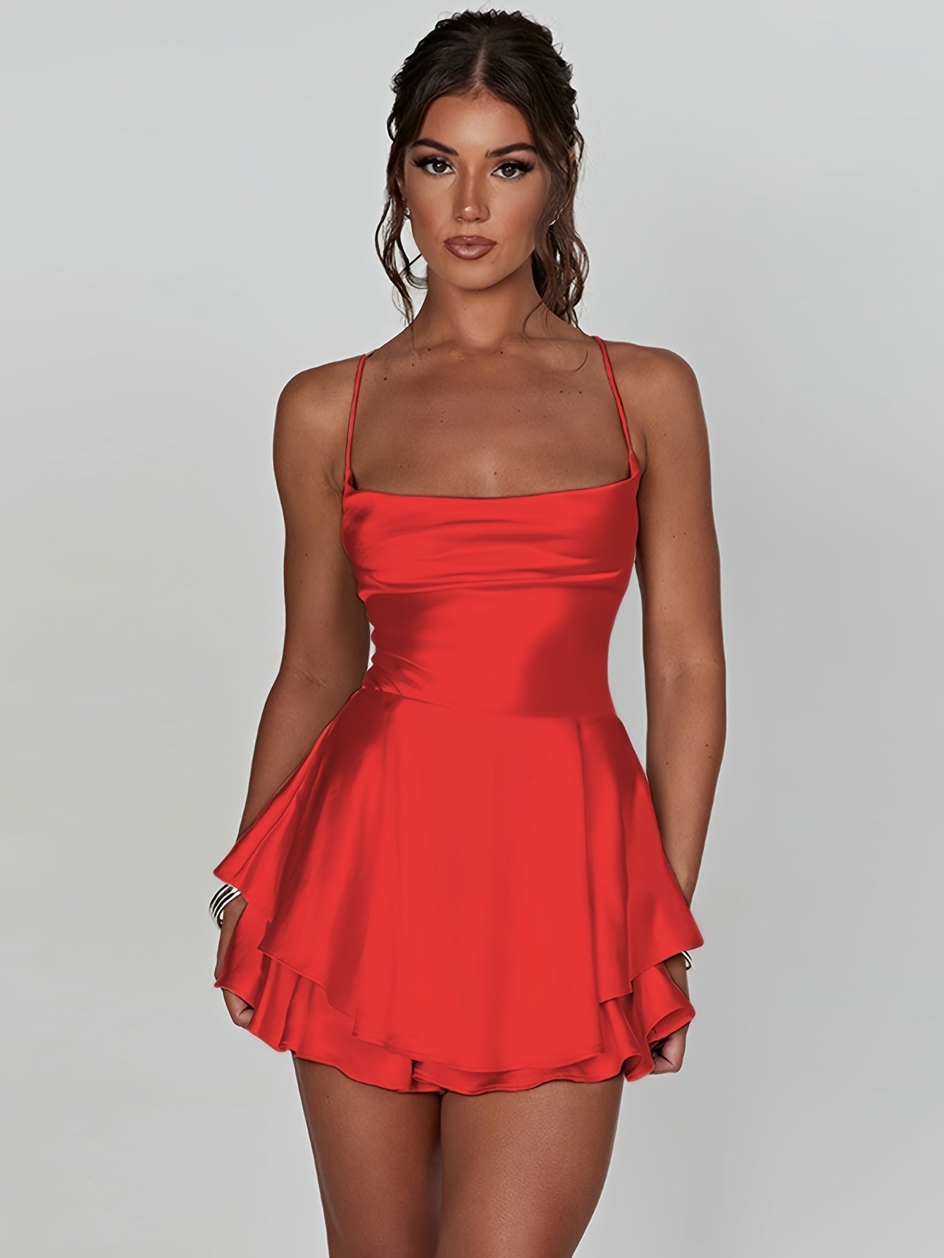 Madelyn | Layered Spaghetti Strap Cocktail Mini Dress