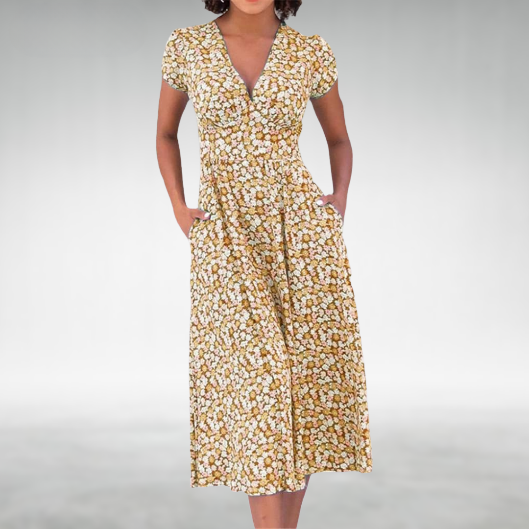 Camila | Summer Floral Midi Dress for Women