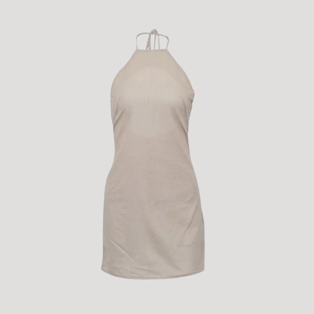 Freya | Linen Halterneck Mini Summer Dress