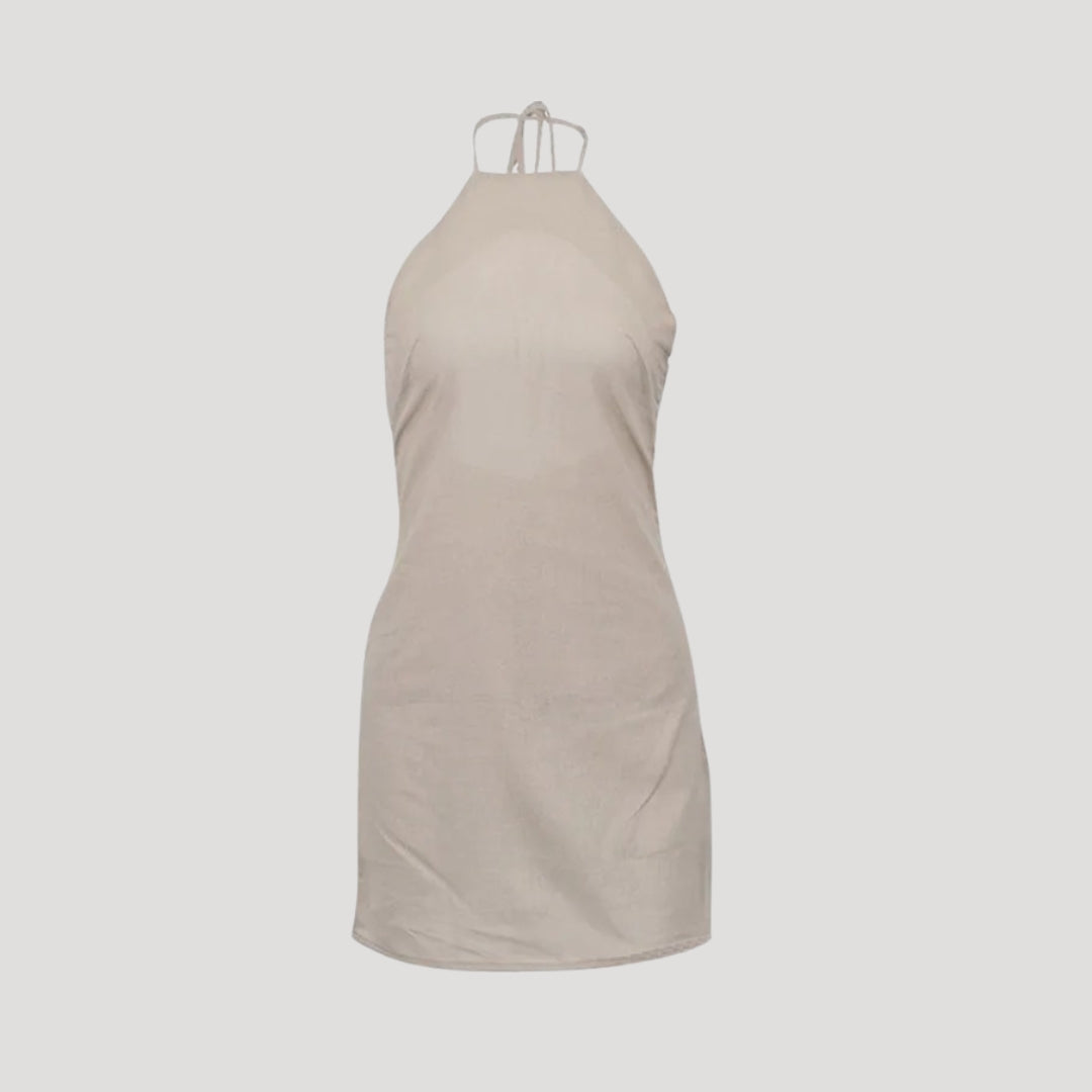 Freya | Linen Halterneck Mini Summer Dress