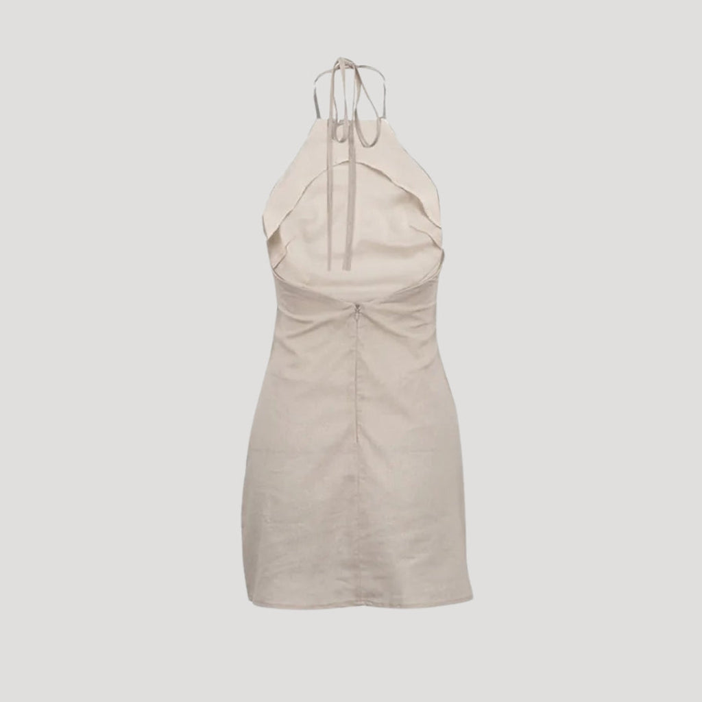 Freya | Linen Halterneck Mini Summer Dress