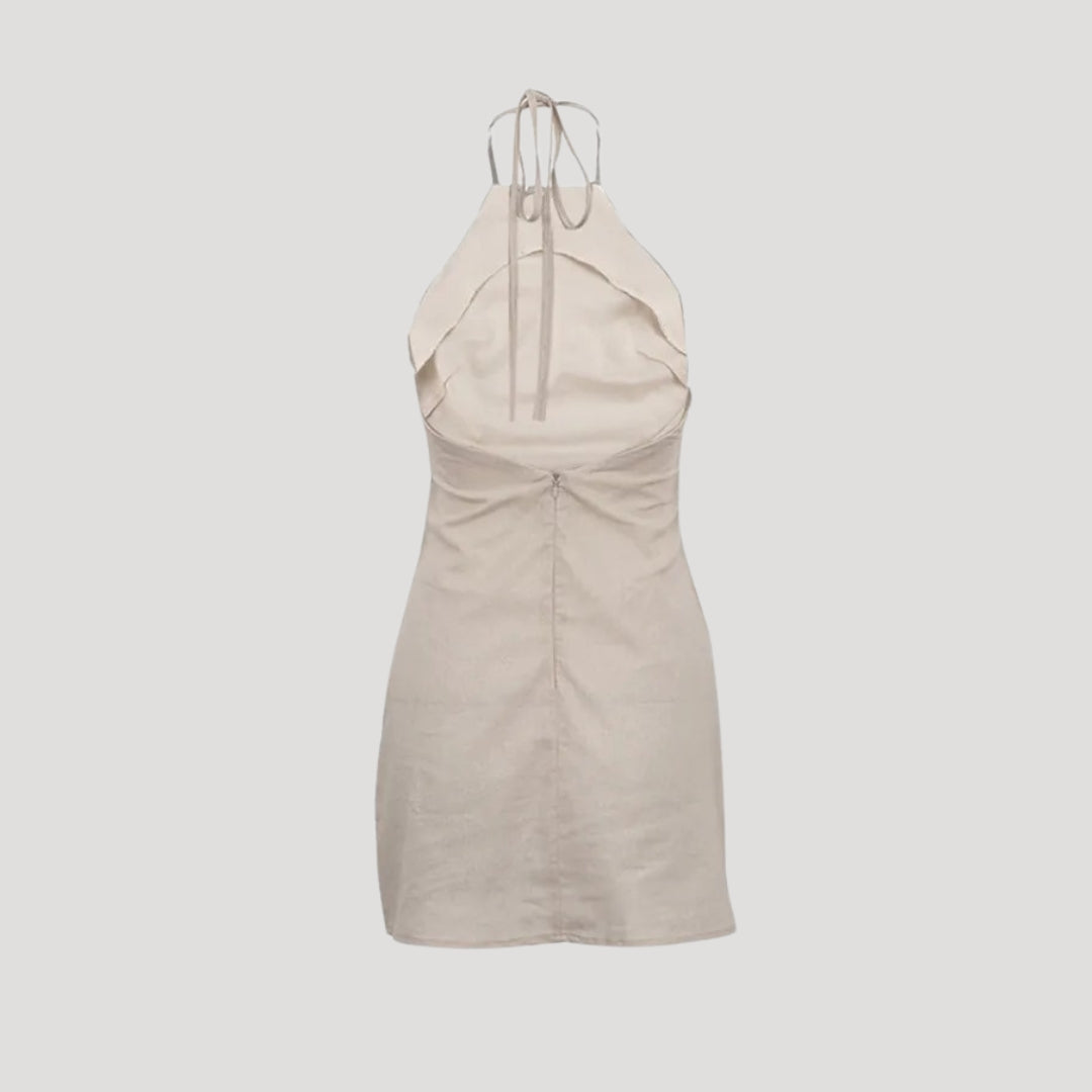 Freya | Linen Halterneck Mini Summer Dress