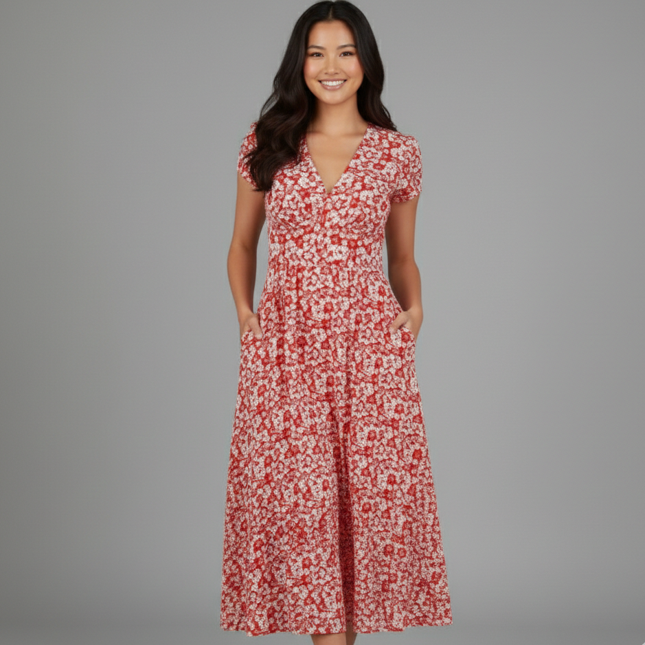 Camila | Summer Floral Midi Dress for Women