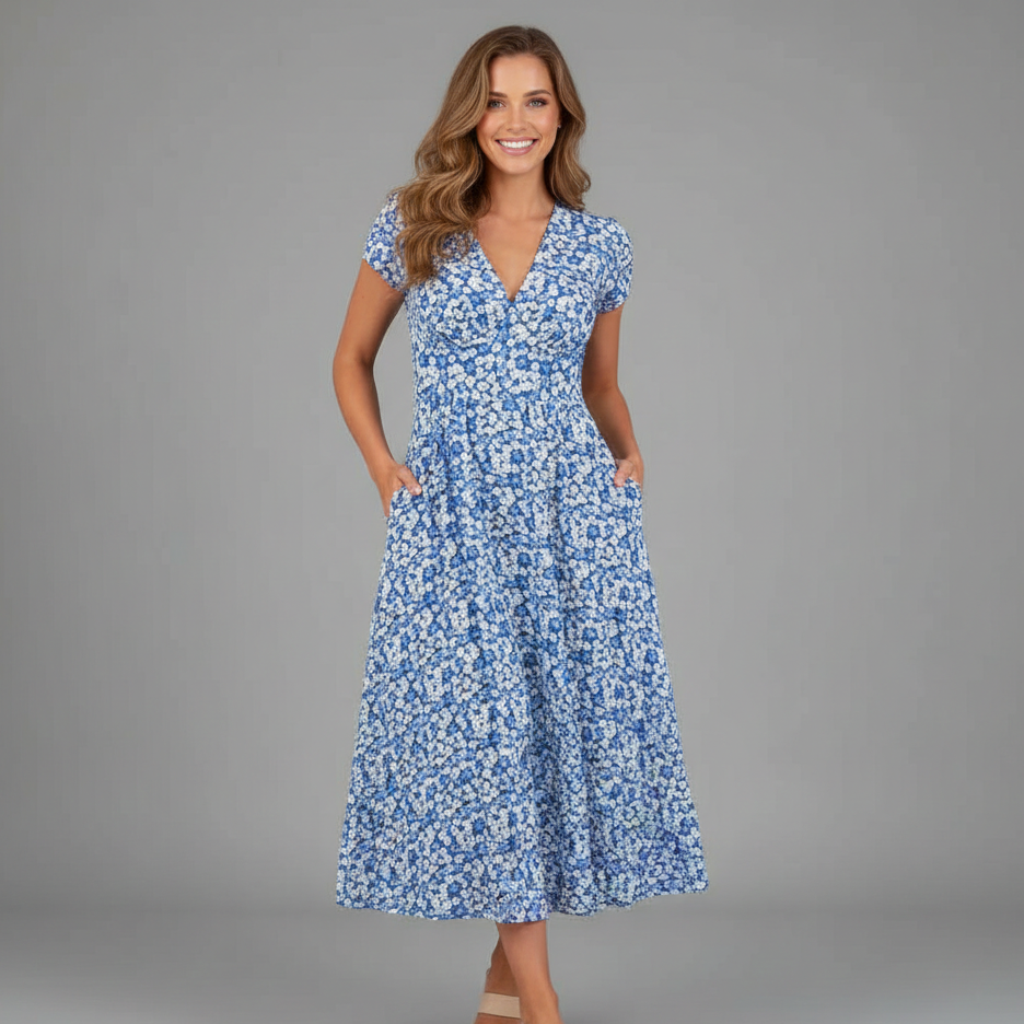 Camila | Summer Floral Midi Dress for Women