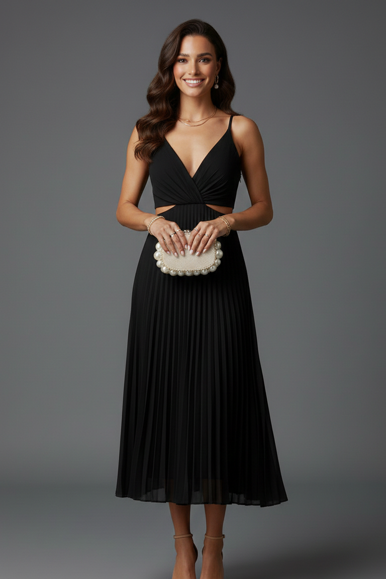 Delilah | Pleated Flowing Midi Dress