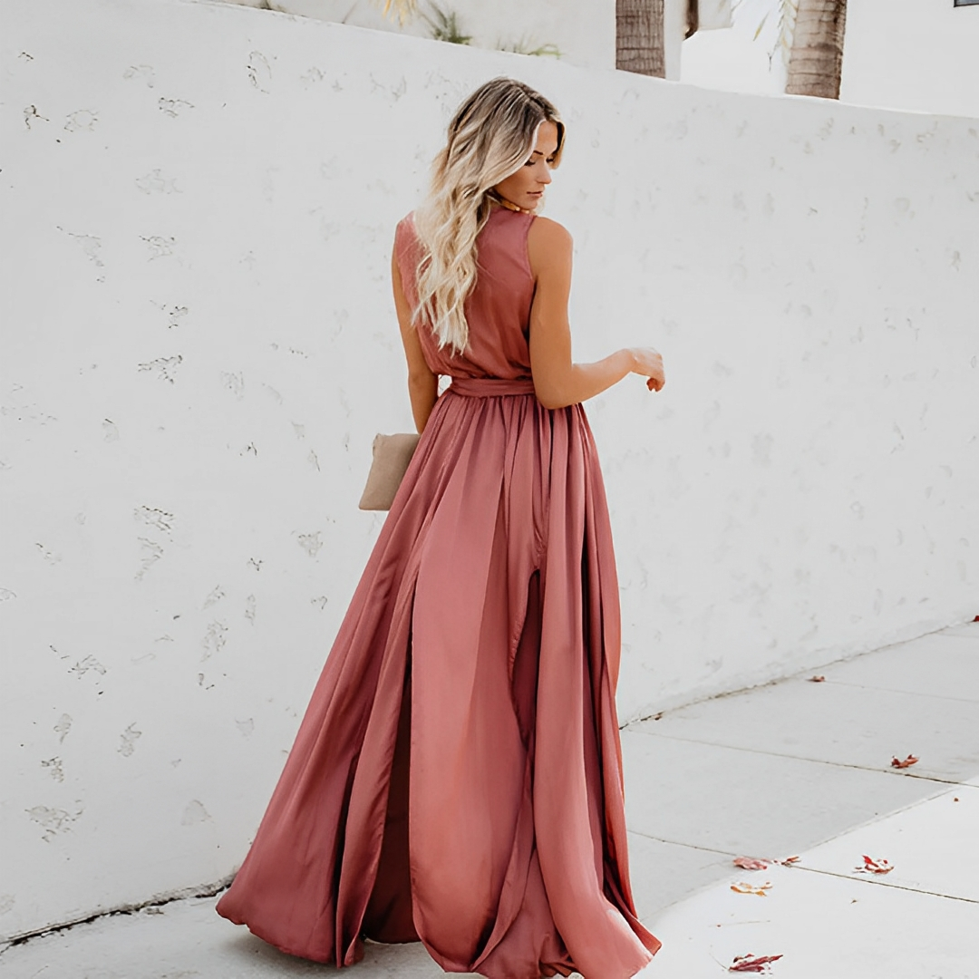 Scarlett | Sleeveless Maxi Dress with Waist Belt