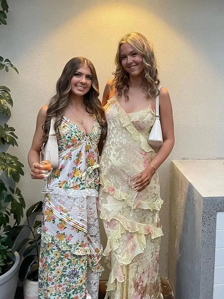 Nora | Layered Spaghetti Strap Summer Maxi Dress